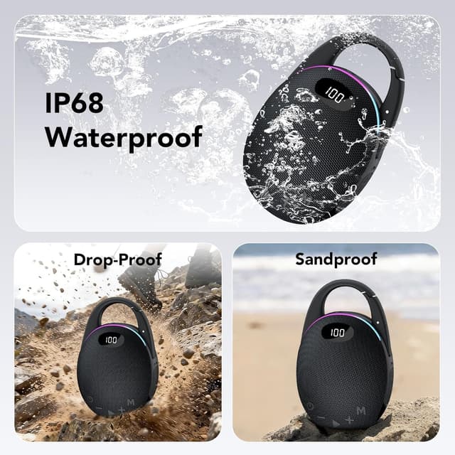 Thumbnail 6 de Tragbarer Bluetooth-Lautsprecher mit Licht, LED-Anzeige, Karabiner, RGB & TWS-Kopplung – Pro Sound Musikbox