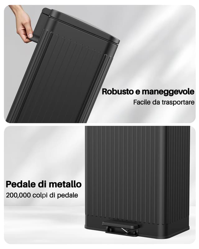 Thumbnail 4 de lovewind Bidone Spazzatura 60L Cucina Acciaio Inox Nero 🗑