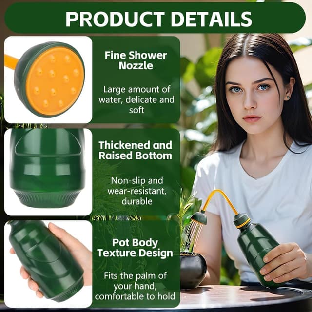 Detalle de AOOSU Annaffiatoio per piante Annaffiatoio spruzzatore da 450 ml con soffione doccia rimovibile (verde)