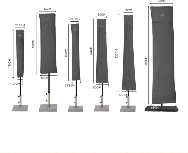 Detalle 2 de Sekey Schutzhülle für Sonnenschirm bis Ø 300 cm – Abdeckhaube mit UV-schutz und Reißverschluss