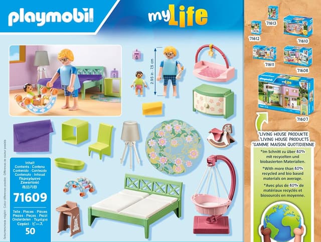 Thumbnail 4 de PLAYMOBIL MyLife 71609 Schlafzimmer mit Babyspielecke – 50-teiliges Figuren-Set für Kinder ab 4 Jahren