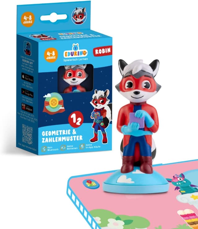 Detalle de Edurino Figur Robin: Geometrie- & Zahlenmuster-Lernspiel (ab 4 Jahren) inkl. App