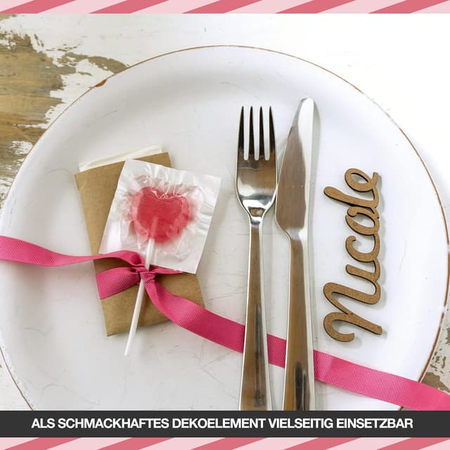 Detalle de FOOD crew 40 Herzlollies – große Herz-Piruletas am Stück, einzeln verpackt für Candy Bar & Events