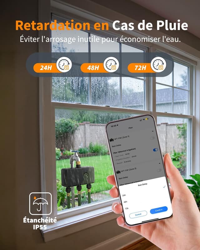 Detalle de Diivoo programmateur d’arrosage WiFi 3 zones (entrée en laiton) avec minuterie et contrôle Alexa/Google