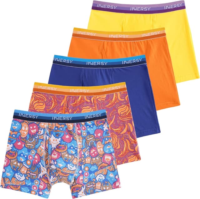 Thumbnail 6 de INNERSY Boxer pour garçon en coton doux, braguette ouverte 3D – lot de 5 (6 à 18 ans)