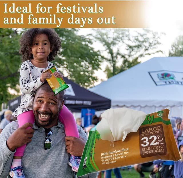 Detalle 2 de Ace Travel Buddy Large Body Wet Wipes (No Rinse) – 32 Bamboo Wipes for Gym, Travel, Camping & Showers