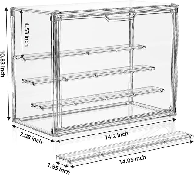Thumbnail 6 de MSHOMELY Clear Acrylic Display Case for Collectibles (4-Layer) — Stackable Figurine Display Shelf, 3 Pack