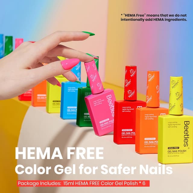 Detalle de Beetles Gel-Nagellack-Set 6 Neonfarben