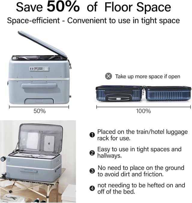 Detalle de Hanke 20 Inch Cabin Suitcase with Combination Lock, Cup Holder & Top Opening Hard Shell (Grey)