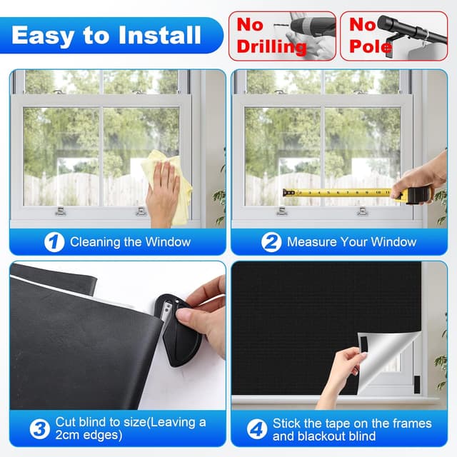 Thumbnail 6 de TIYCNIY Blackout Blind 200x145cm — portable no-drill light blocking for bedrooms, nurseries and travel