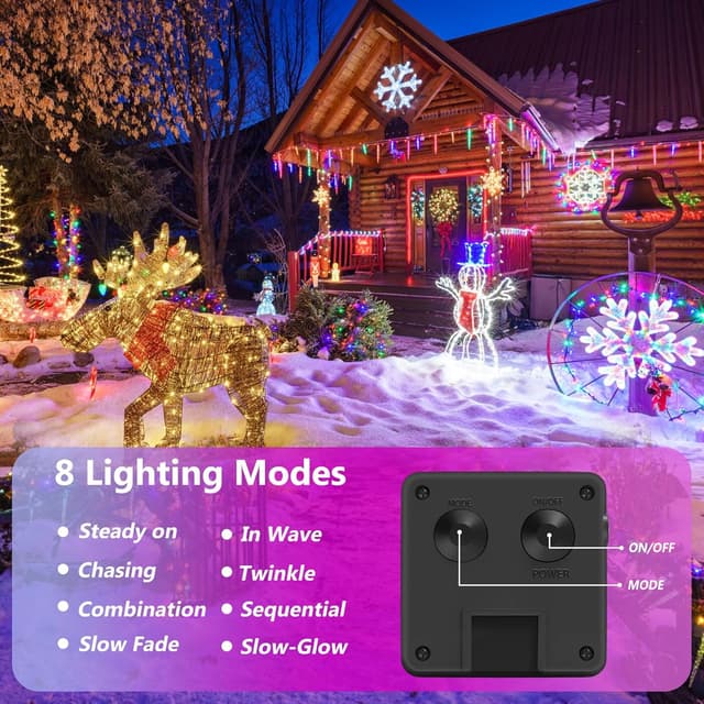 Thumbnail 6 de FIFlying Luci Solari da Esterno 3 pacchi (12+2m, 120 LED) catena luminosa IP65 multicolore, 8 modalità