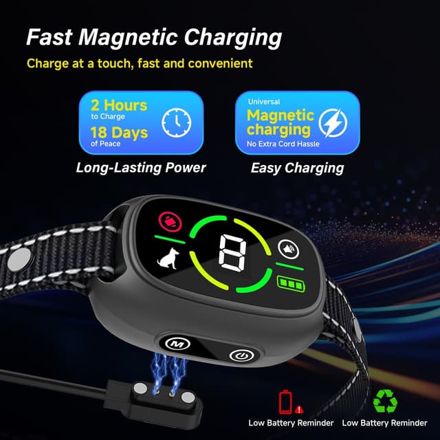 Detalle de Collier anti-aboiement rechargeable pour chien (4 modes, 5 niveaux) étanche IP67