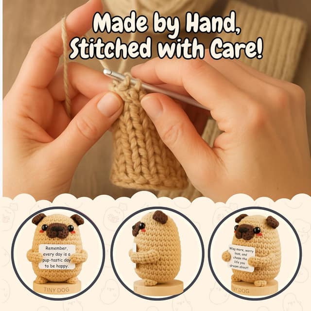 Thumbnail 6 de Dog lover Gifts for Women: Handmade Pawsitive Pup Crochet Dog with 30 Uplifting Signs