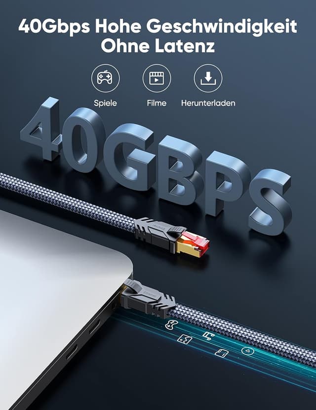 Thumbnail 1 de SNOWKIDS Cat 8 LAN Kabel 5m 40Gbps