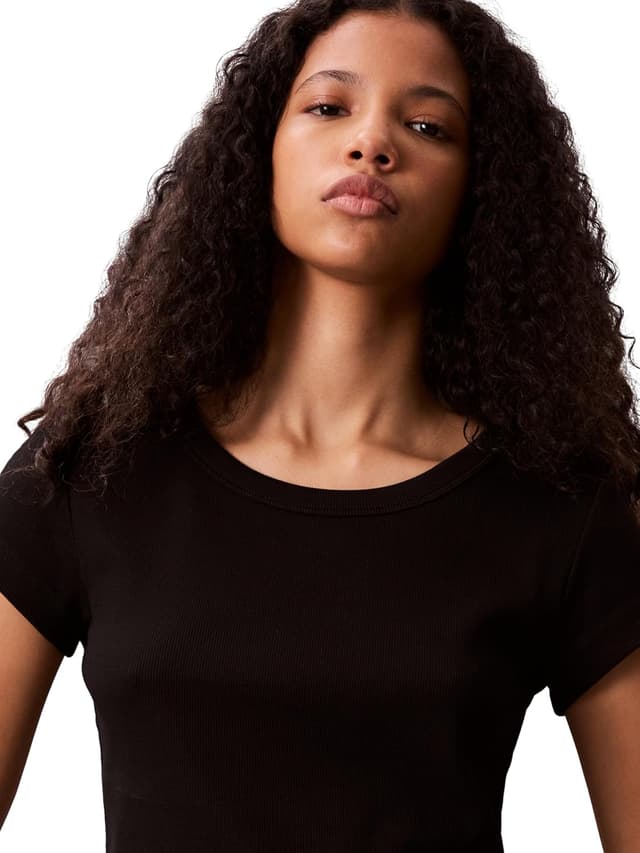 Detalle 2 de Calvin Klein Women’s Short Sleeve Round Neck Rib Baby Tee