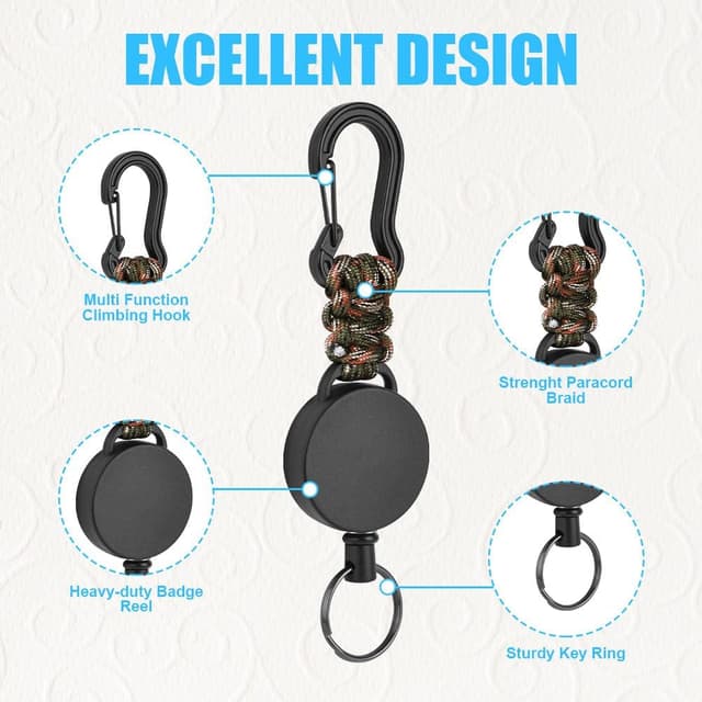 Detalle de Vicloon Portachiavi retrattile 60 cm 3 pezzi