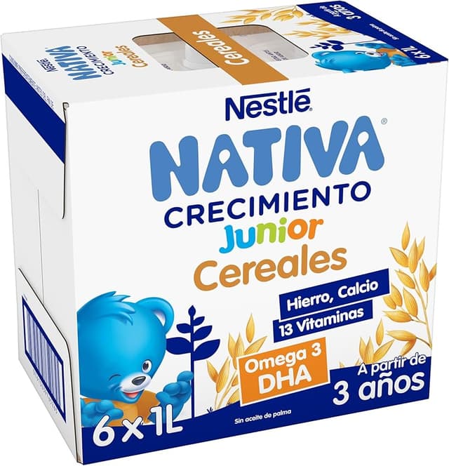 Detalle de NESTLÉ NATIVA Crecimiento JUNIOR - Leche y Cereales 1L 🥛