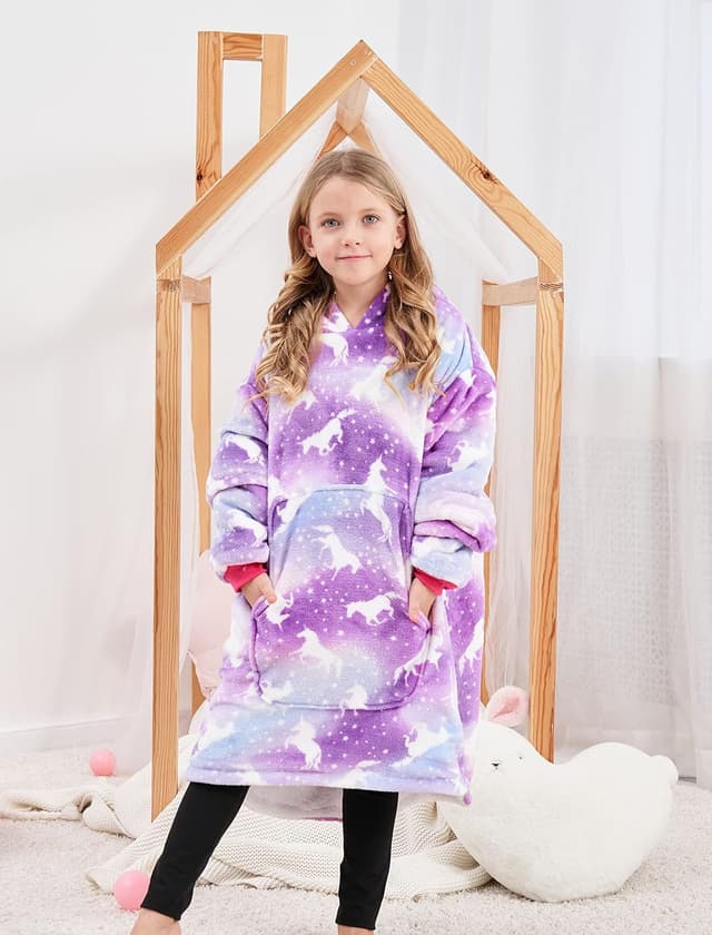Detalle de Ceruwum Unicorn Hoodies for Girls – Oversized Unicorn Hooded Sweatshirt Blanket Hoodie