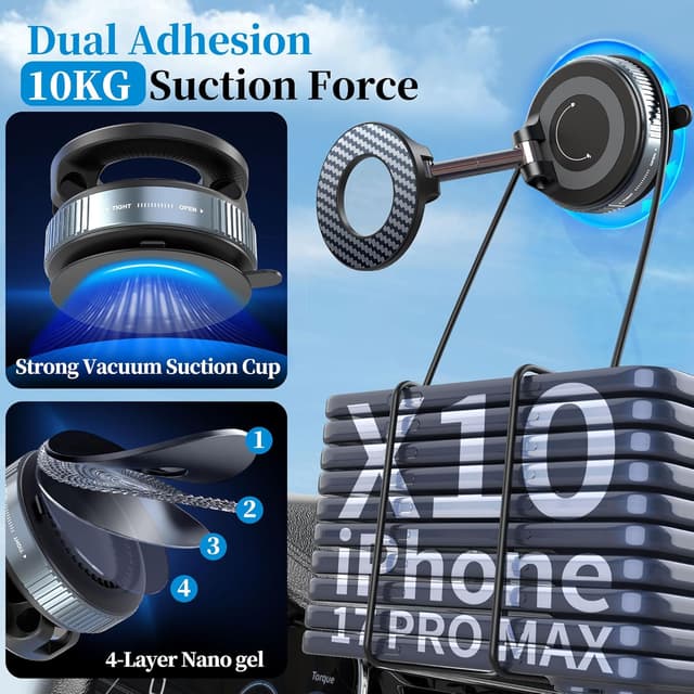 Detalle de PlusAcc magnetic phone holder, 360°