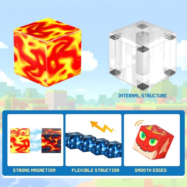 Detalle 2 de COOLJOYA Magnetic Blocks 150-piece set for kids 🧩