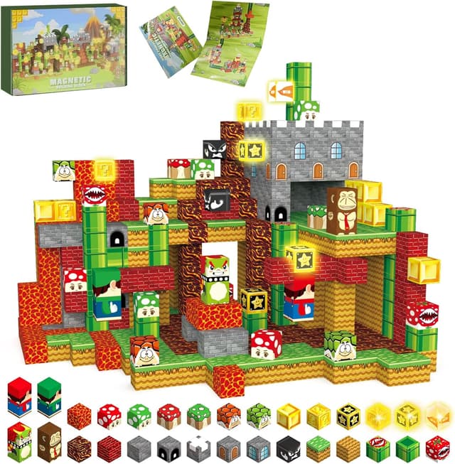 Detalle de TUKIIE magnetische Bausteine 200 Stück (ca. 2,5 cm) mit leuchtenden Elementen – Magnetspielzeug für Kinder ab 3 Jahren