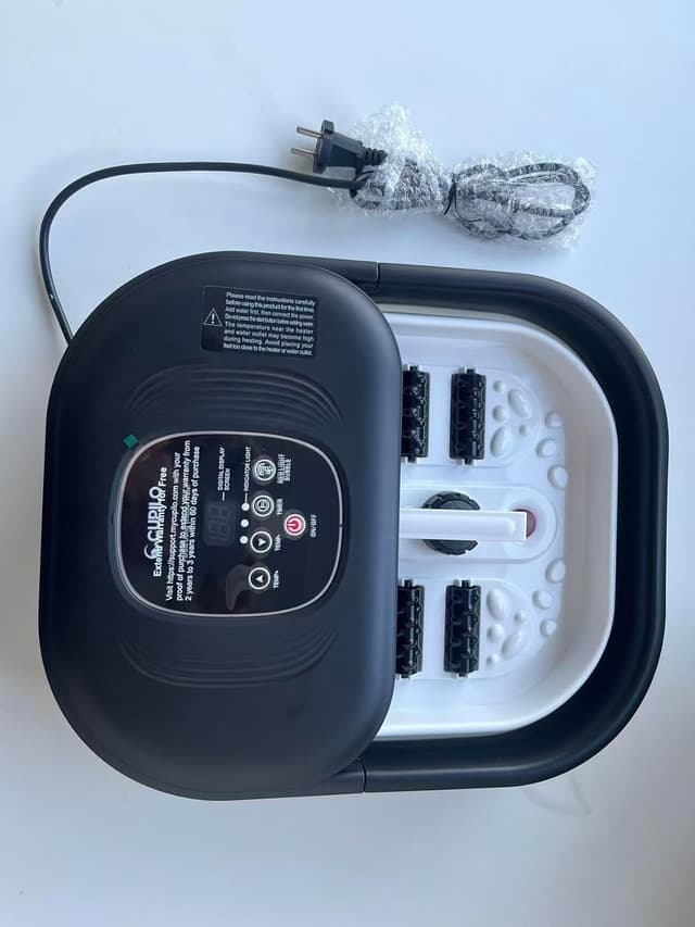 Detalle de Foot Spa Bath Massager with Heat – Collapsible foot soaking tub with bubbles, red light, pumice & shiatsu rollers