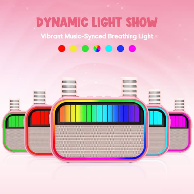 Detalle 2 de Ankuka Kids & Adults Karaoke Machine with Bluetooth Speaker and 2 Wireless Microphones (Pink)