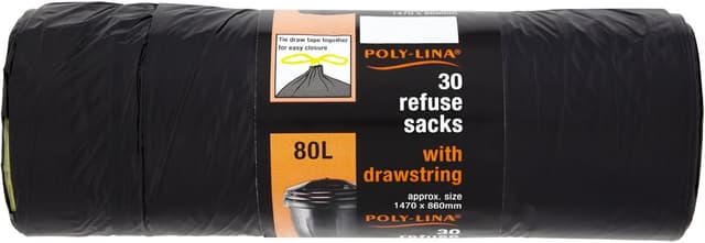 Detalle de Polylina Müllsäcke 80 Liter (30 große schwarze Müllsäcke) aus recyceltem Kunststoff