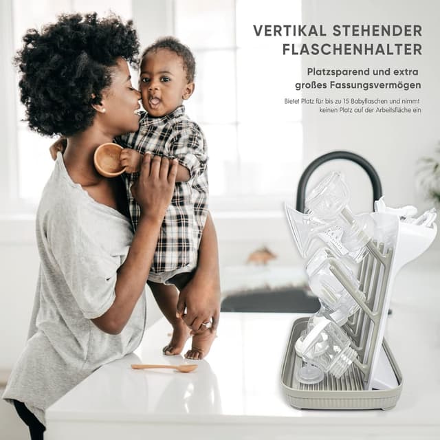 Thumbnail 6 de Termichy Baby Bottle Drying Rack (Large Vertical) – BPA-free, space-saving vertical dryer for bottles and pump parts (Khaki)