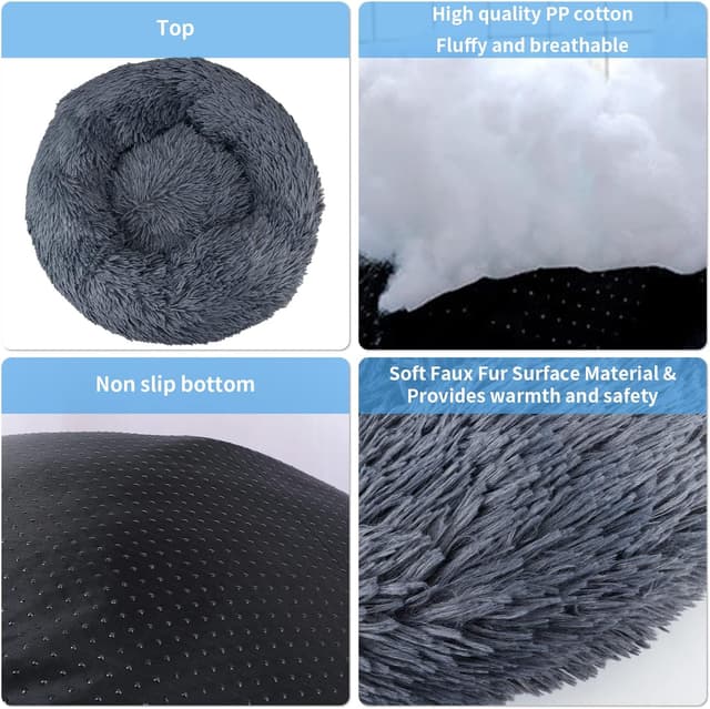 Detalle 2 de UUEMB 50cm Calming Dog Cat Bed, Plush Donut Pets Beds for Small Dogs Cats, Soft Puppy Kitten Cuddler Round Bed Cushion, Washable Warm Dog Beds for Improved Sleeping (Dark Grey)
UUEMB 50cm Calming Dog Cat Bed, Plush Donut Pets…