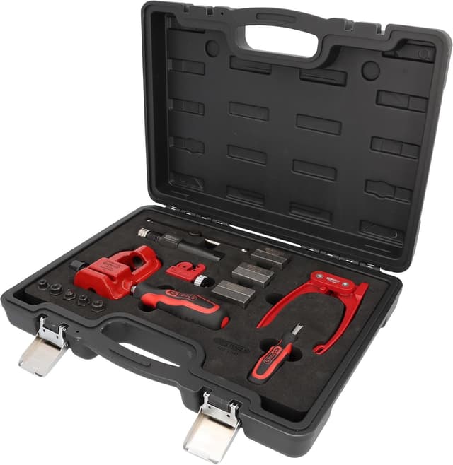 Detalle de KS Tools 122.1290 – Appareil à collet pour durite de frein, sans démontage de la conduite (16 pièces)