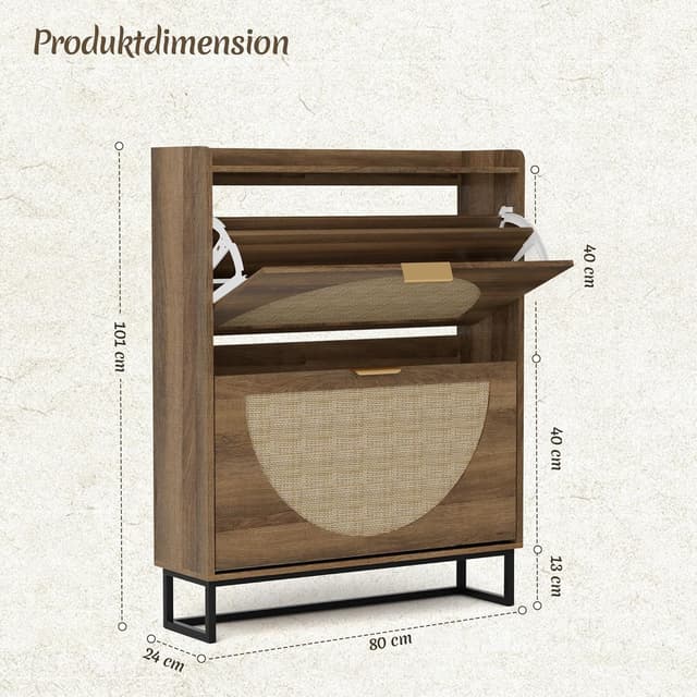 Detalle 2 de BonVache Schuhschrank schmal 2 Klappen