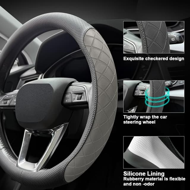 Thumbnail 2 de LKWLIKEI Nappa Leather Steering Wheel Cover 14.5–15"