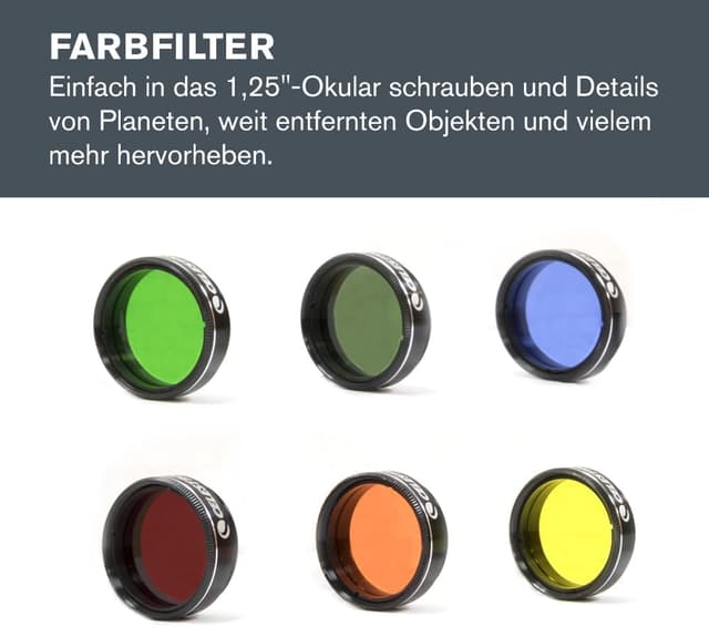 Detalle de Celestron 94303 1,25 Zoll Okular- und Filterset (14-teiliges Set) mit Metall-Etui
