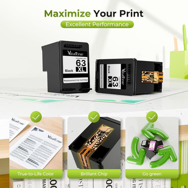 Detalle 2 de Valuetoner 63XL Black Ink Cartridge 480 pages