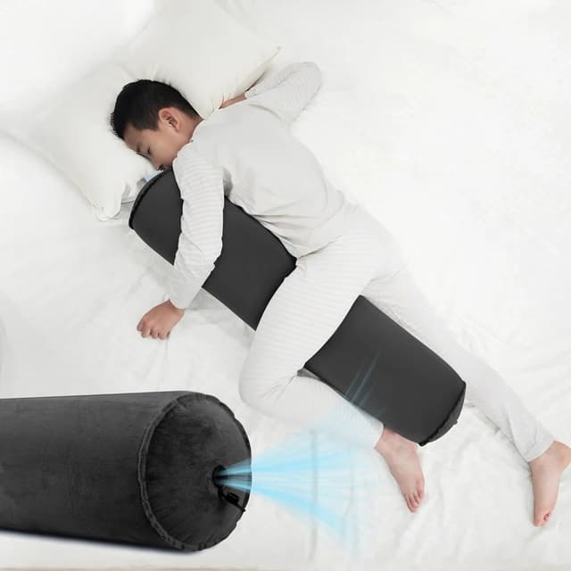 Detalle de ONTYZZ Seitenschläferkissen aufblasbar (90 x 20 cm) – Körperkissen für Rücken-, Seiten- und Bauchlage