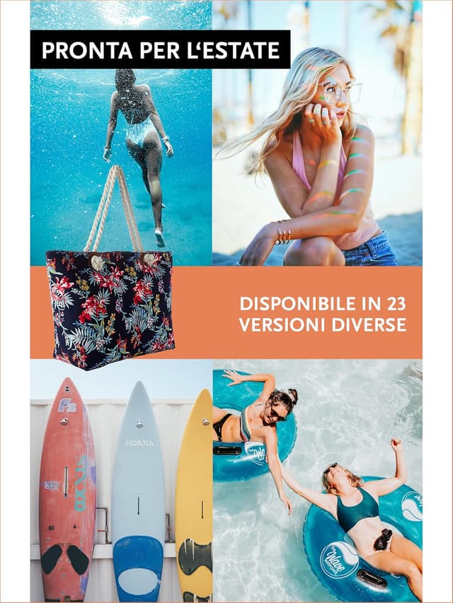 Thumbnail 5 de DonDon Grande borsa da spiaggia idrorepellente 58x38x18 cm