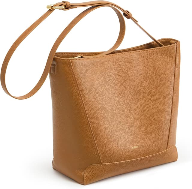 Thumbnail 6 de Kattee Top Grain Leather Bucket Handbag with Crossbody Strap (Medium Hobo Shoulder Bag)
