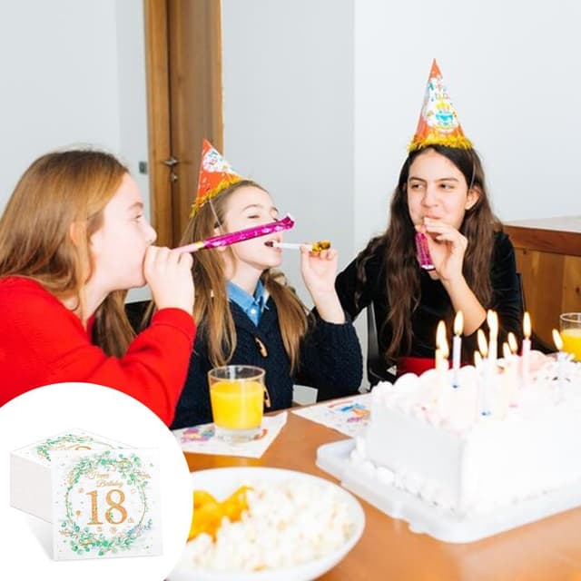 Thumbnail 5 de 60 Stück Servietten 18 Geburtstag Eukalyptus Grün