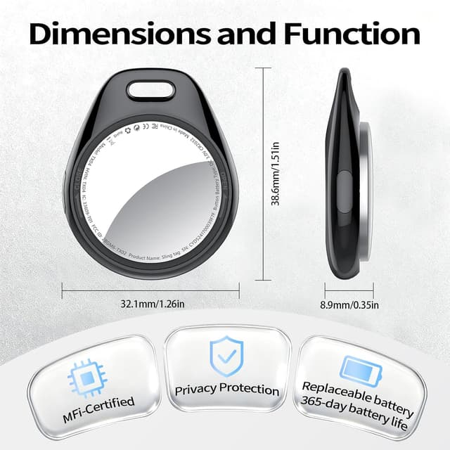 Thumbnail 3 de Tukio Air Tracker Tags 4 Pack Bluetooth item finder 🔑
