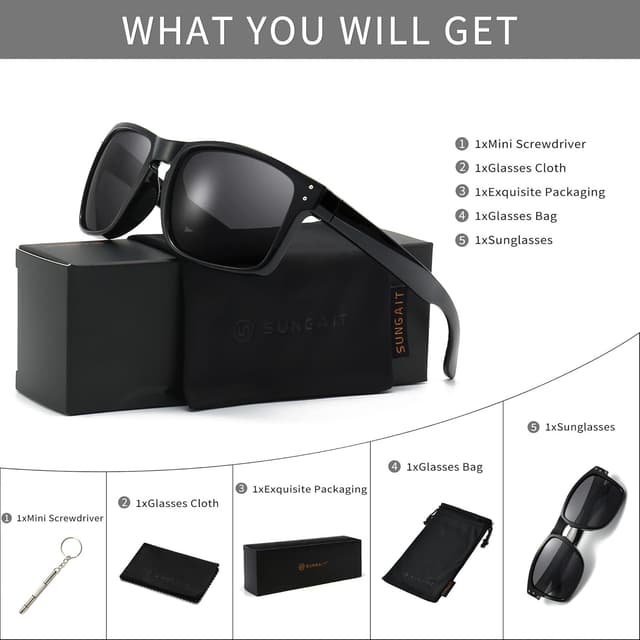 Detalle 2 de SUNGAIT No Bounce & Slip Lightweight Polarised Sunglasses for Running, Golf and Outdoor Use