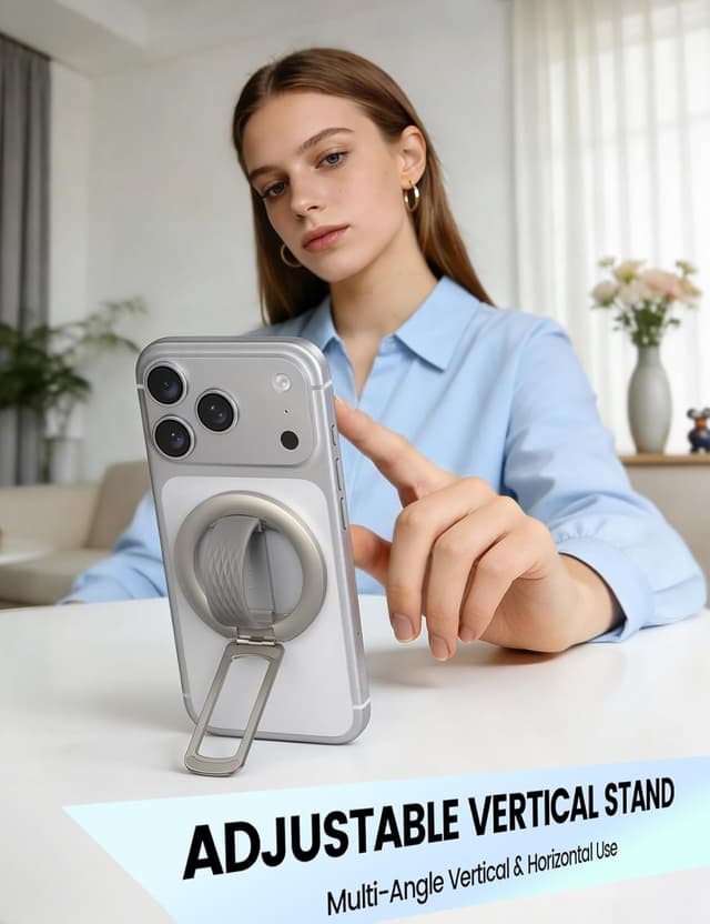 Detalle 2 de Lamicall Magnetic Phone Grip Holder for MagSafe with Soft Silicone Loop (Titanium)