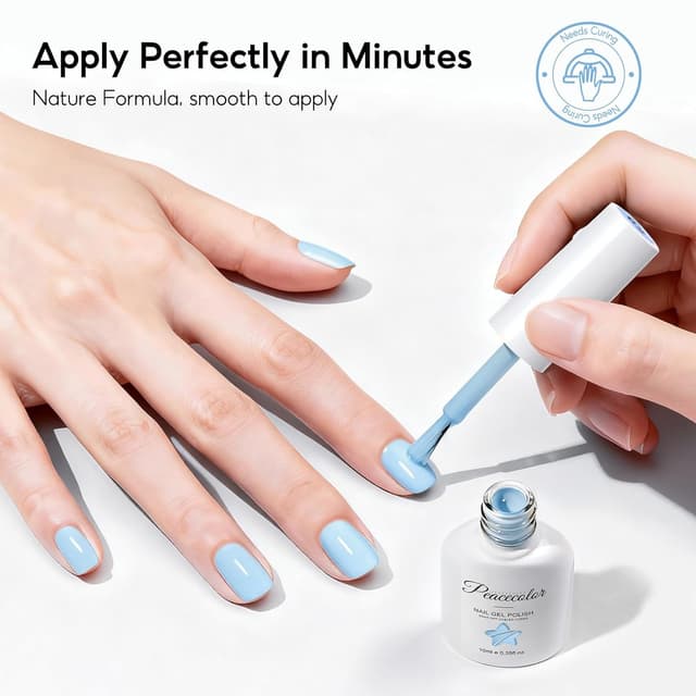 Detalle de PEACECOLOR UV-Gel Nagellack Blau (10 ml) für UV/LED – Starter für Maniküre & Nail Art