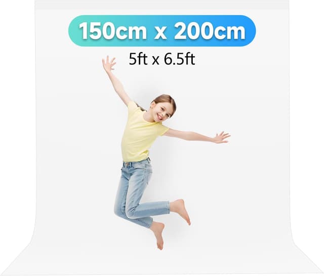 Detalle de JEBUTU White Backdrop 1.5x2m Portable Collapsible Photography Background (5x6.5ft)