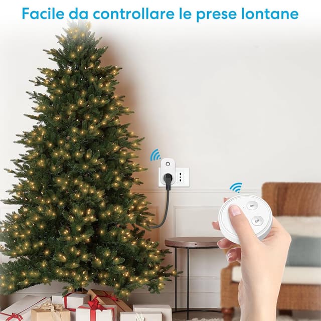 Detalle de LoraTap presa telecomandata con telecomando 2 in 1, controllo remoto senza fili 868 MHz (On/Off), bianco