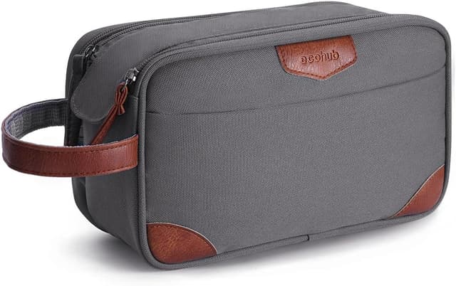 Detalle de ECOHUB Wash Bag for Men (Grey) – water-resistant travel toiletry bag with wet pocket