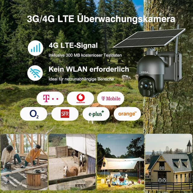 Detalle 2 de Xega 3G/4G Überwachungskamera 2K