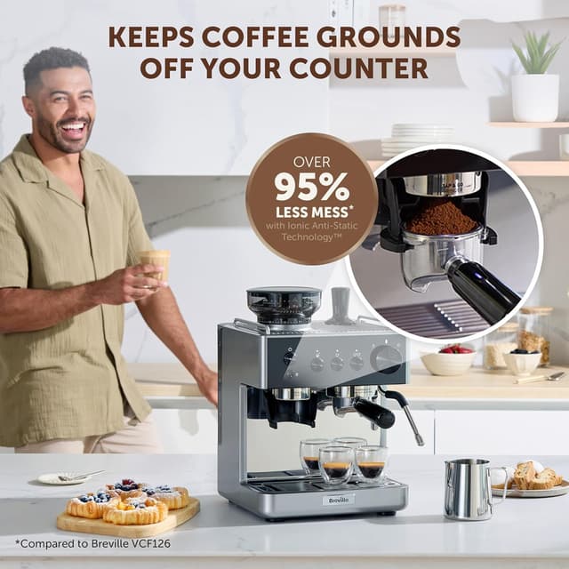 Thumbnail 2 de Breville Barista Classic Espresso Machine (VCF186) with built-in grinder and milk frother