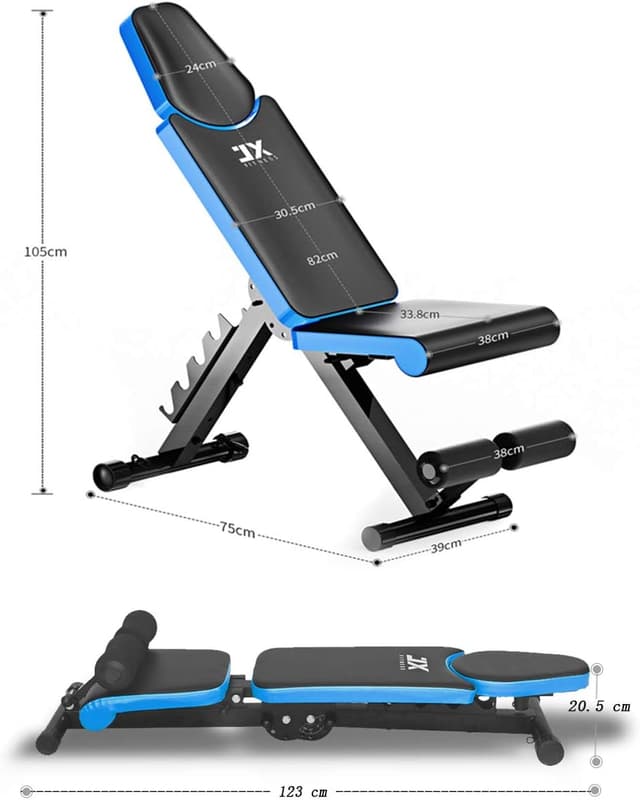 Detalle de JX FITNESS Adjustable Weight Bench (Flat, Incline/Decline) for Home Workouts