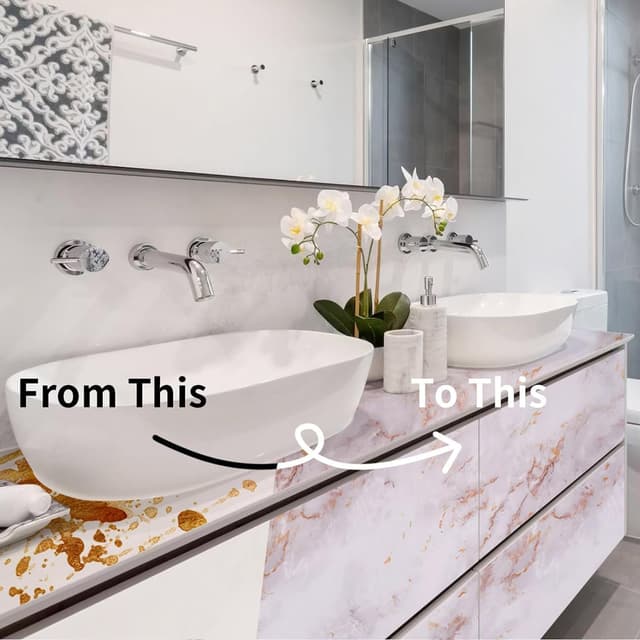 Detalle 2 de Decoroom Pellicola autoadesiva in marmo e granito per mobili, impermeabile 40x1000 cm